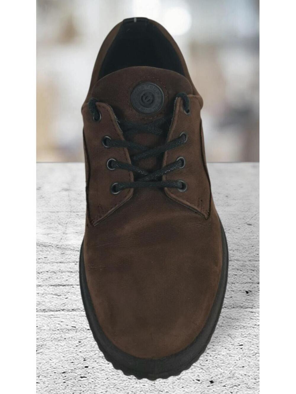Ecco Womens Athletic Shoes Brown Nubuck Leather Lace Up Suede Sneakers 7-7.5M 38 - Picture 6 of 7